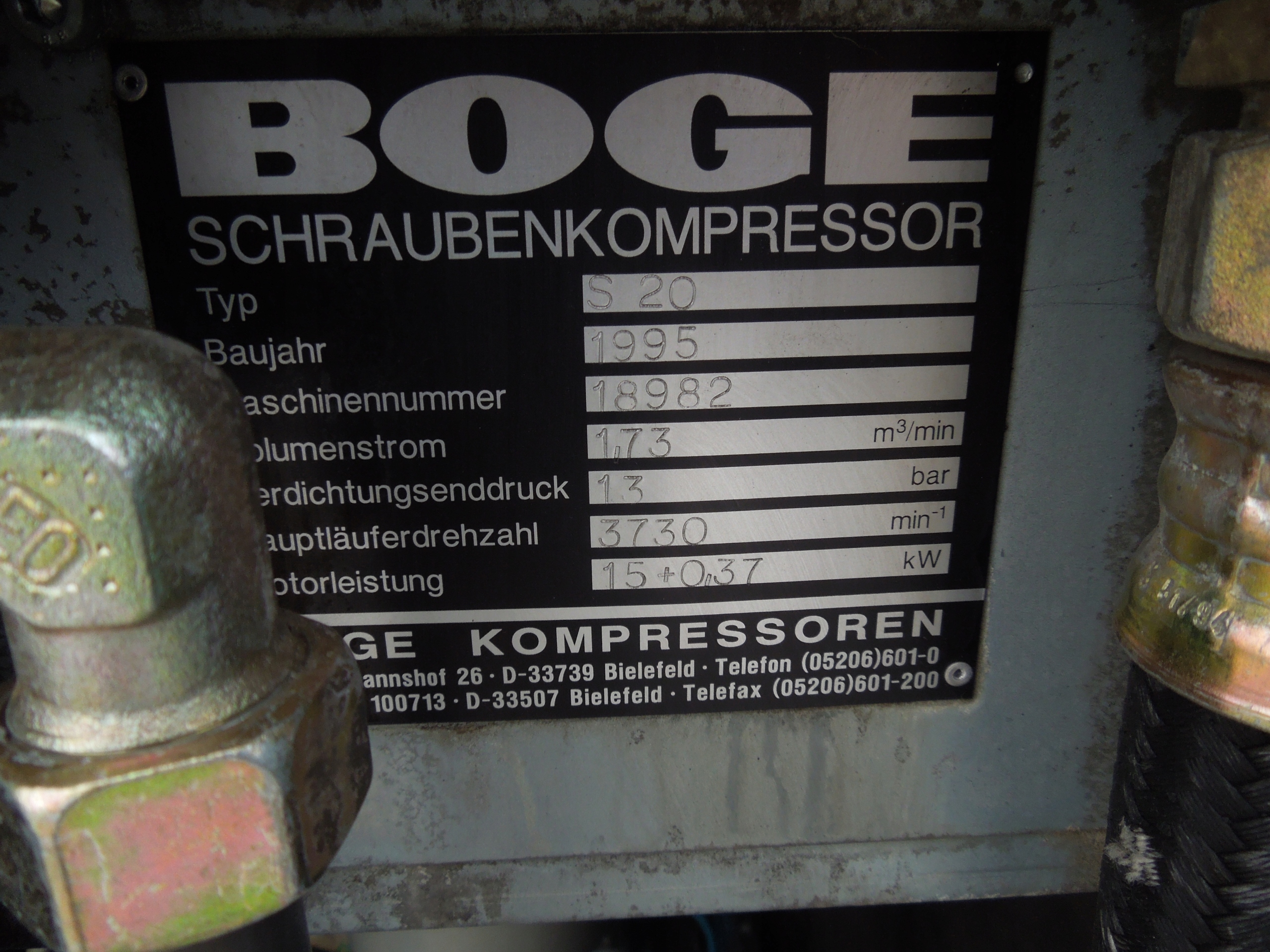 SPRĘŻARKA ŚRUBOWA BOGE S20 15KW 13BAR Kod producenta Boge