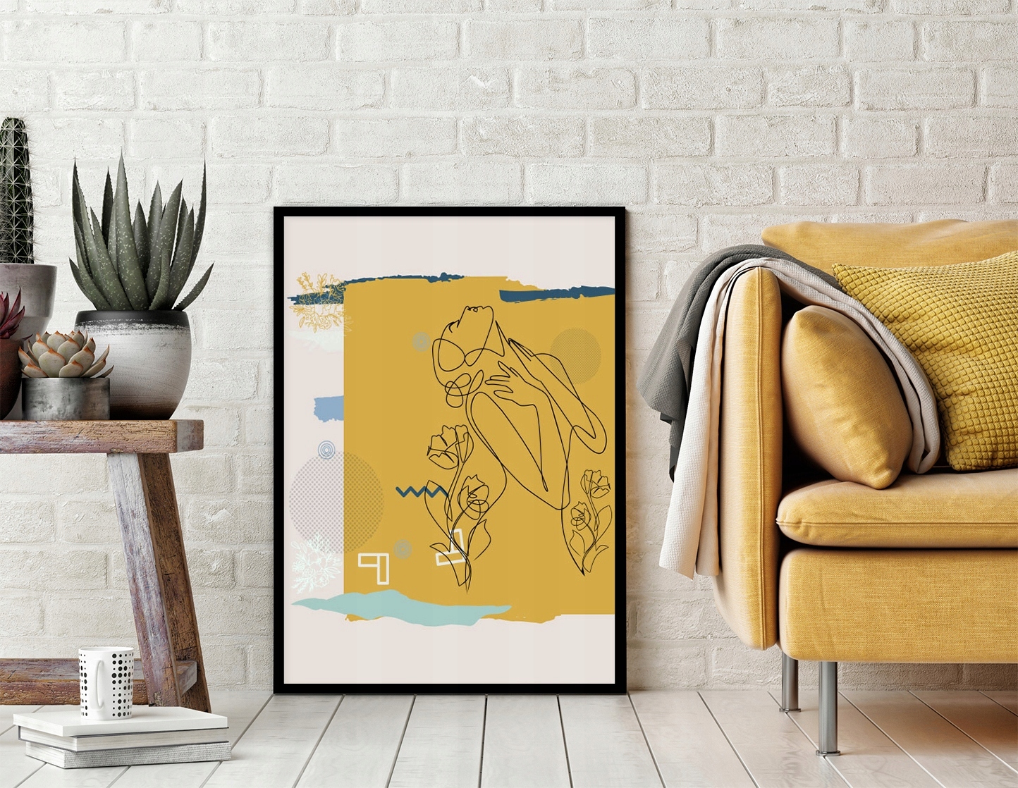 OBRAZ PLAKAT W RAMIE 33x43 cm Line art Ona P1868 Sposób wykonania druk cyfrowy