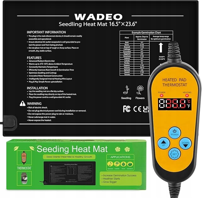 Vyhřívací Podložka pro rostliny 60x42 cm s termostatem pro sazenice o teplotě 5-45 °C (pd)