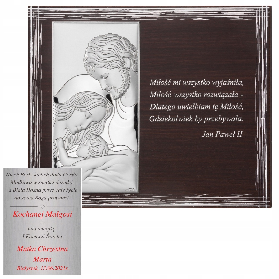 Obrázek stříbrný Svatá rodina 25 x 20cm hnědá