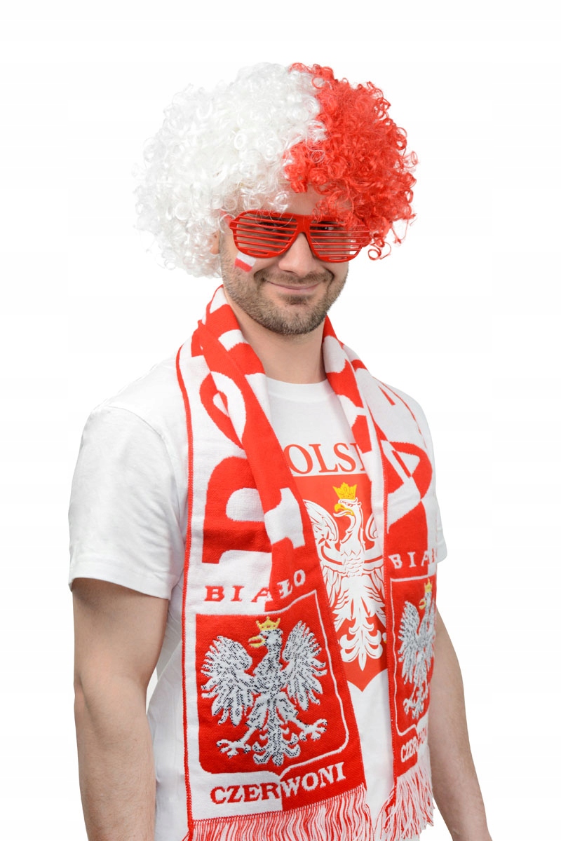 Peruka kibica Arpex Polska afro biało czerwone