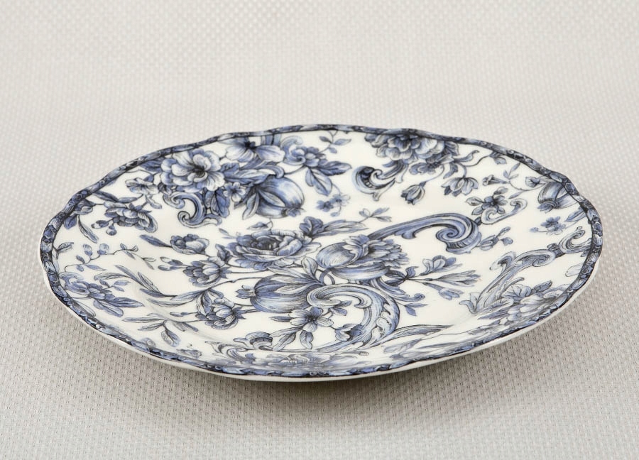 

Talerz deserowy 22 cm Mara Blue motyw kwiatowy