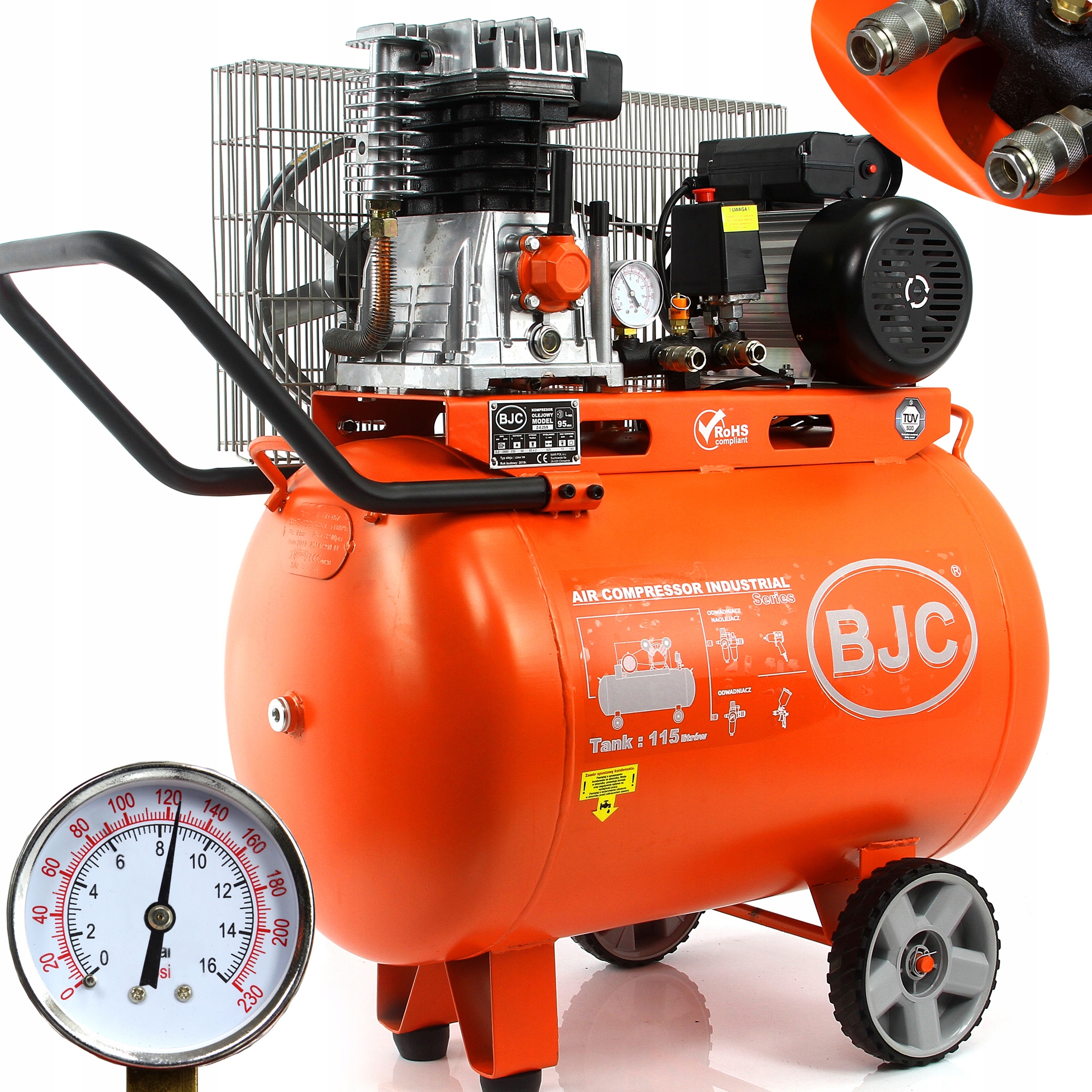 Účinný olejový kompresorový kompresor 115 l 10 bar 425 l/min
