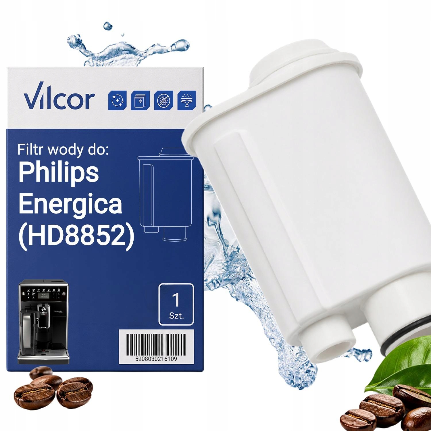 Filtr Do Ekspresu Philips Energica (HD8852) Ciśnieniowy, Wydajny, Wody