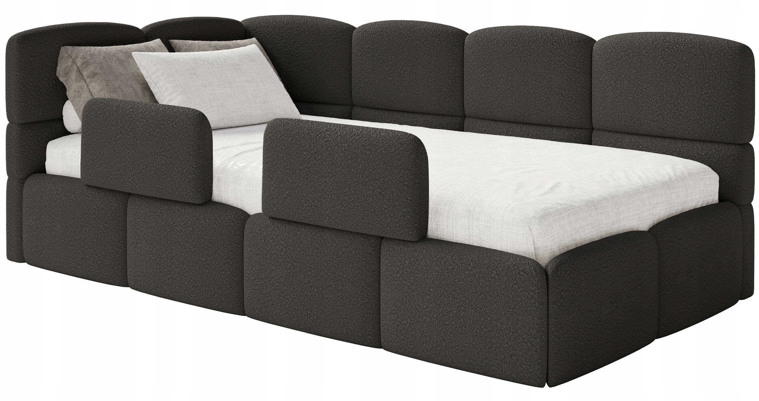 Postel pro mláděž 120x200 cm Cloudy hnědé boucle zábrany levé