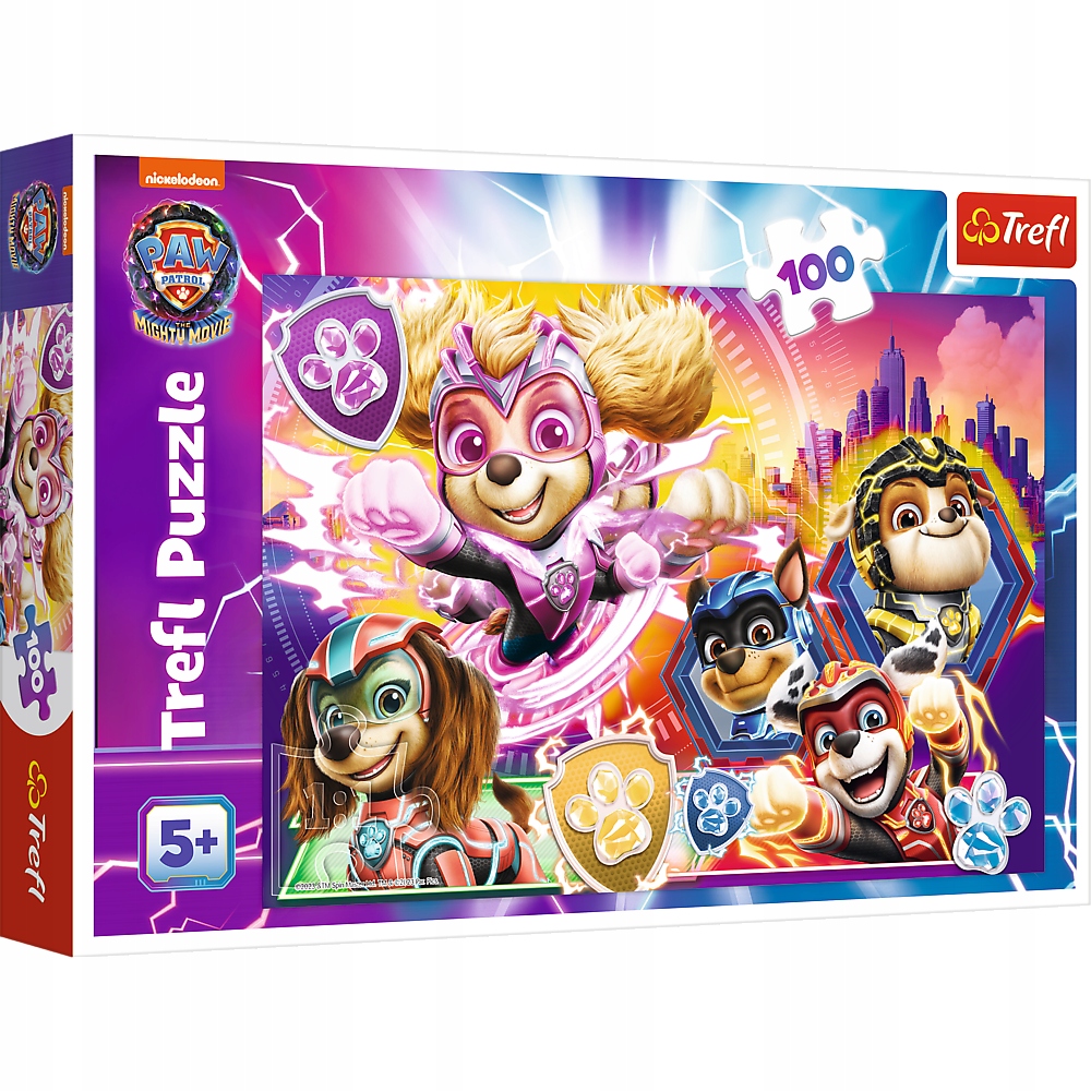 PUZZLE 100 UKŁADANKA PSI PATROL PAW PIESKI MIGHTY PUPS MOVIE 5+ TREFL