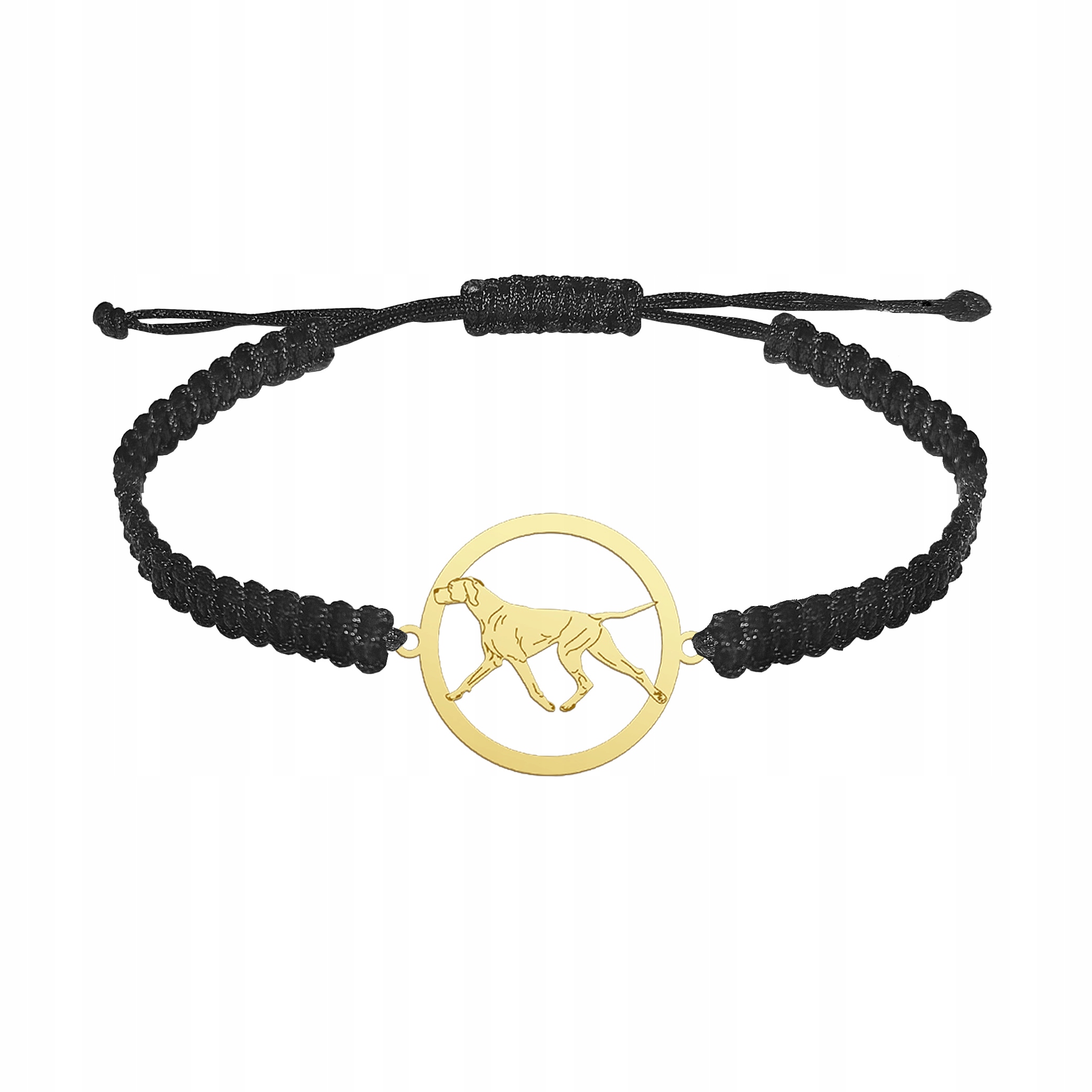 Zlatý náramek se psem Pointer Stříbro 925 Makramé Šperky Gravírování Bonus