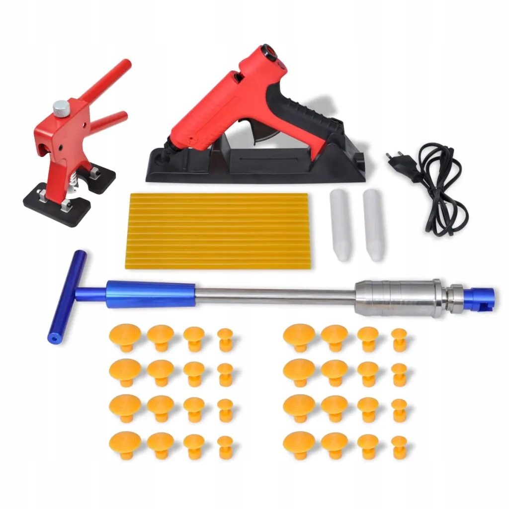 Zestaw do usuwania wgnieceń - kompletny, wielozadaniowy (czarno-czerwony)