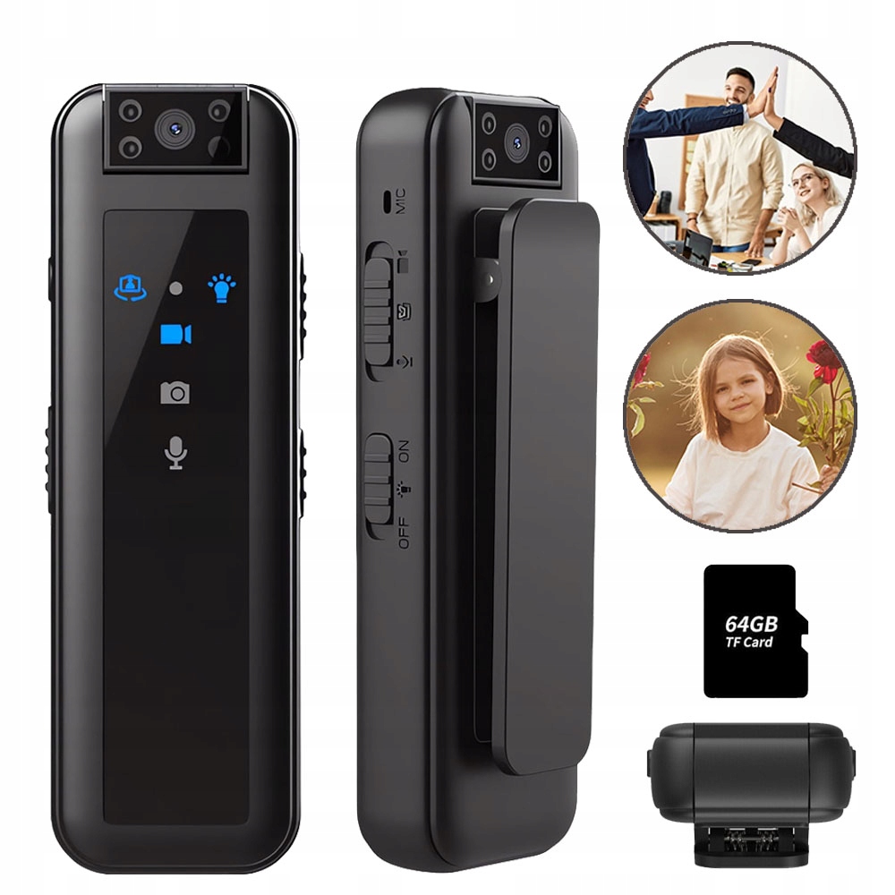 Kamera Hd Z Tylnym Klipsem Osobista Kieszonkowa Kamera Wideo Do Noszenia