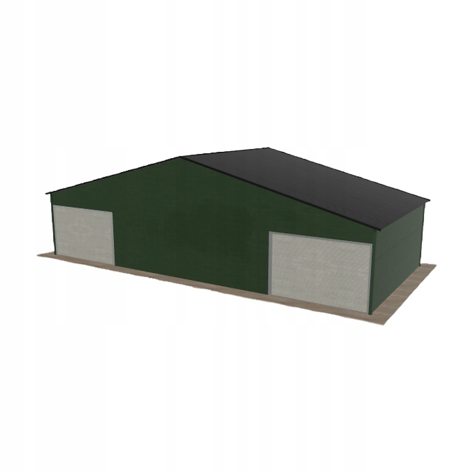 Plechová garáž 12x5.5 m dvoupolohová, dvoupolohová, zelená