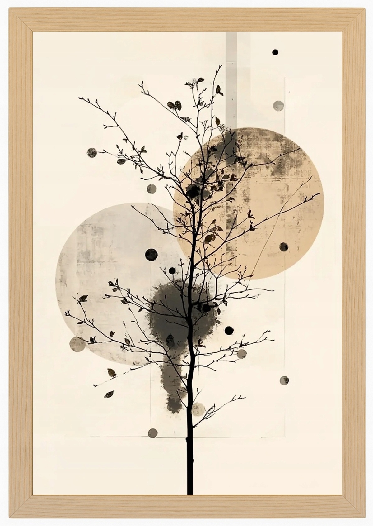 Plakát Rámeček Dřevo Grafika Geometrie Dřevo Zen Natura Béžová Hnědá 40x60