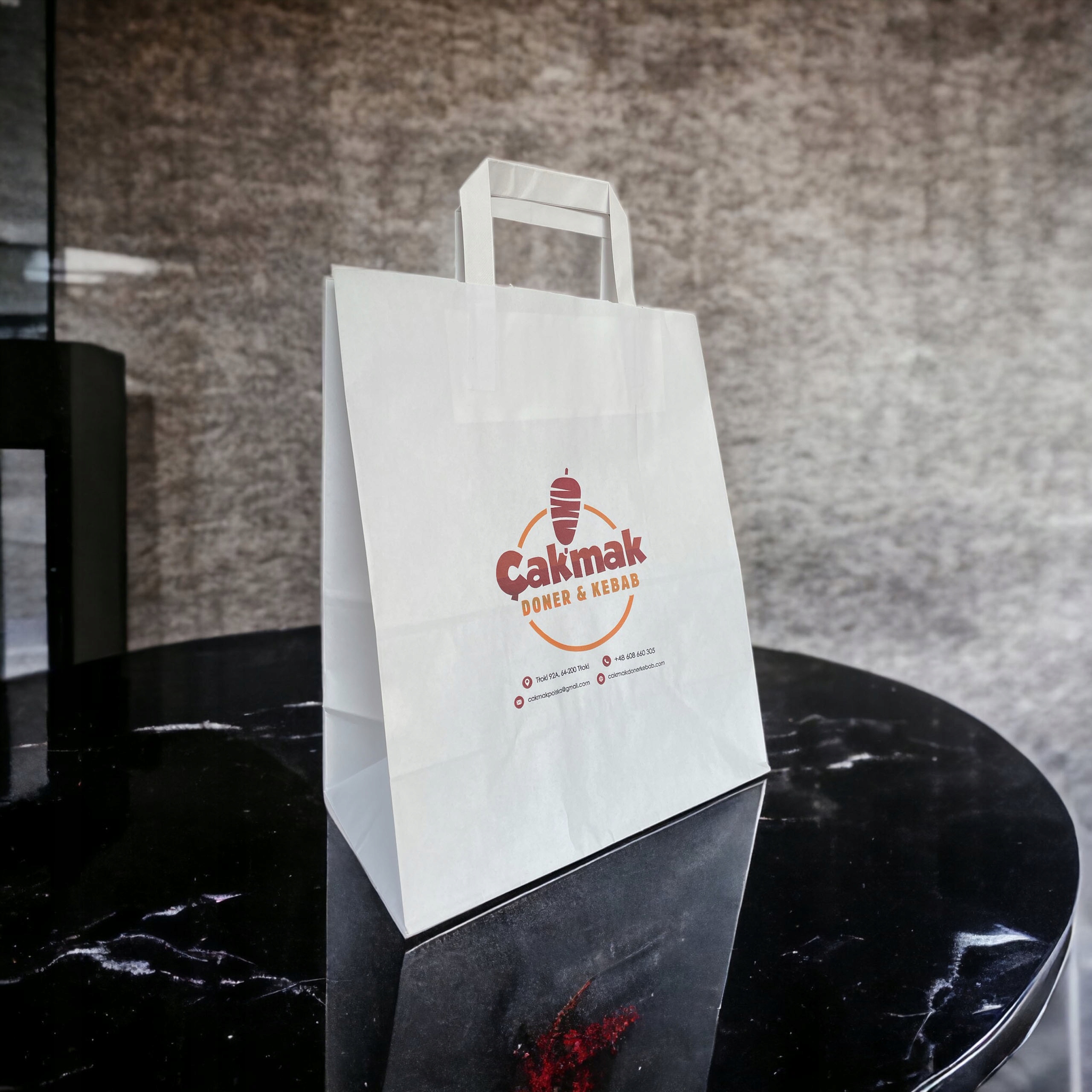 TORBA PAPIEROWA CATERINGOWA BIAŁA 260/140/320mm 26/14/32cm 100SZT +NADRUK EAN (GTIN) 5906660534860