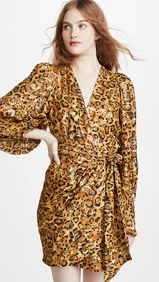 Ba&sh Metaliczna Sukienka Animal Print (s)