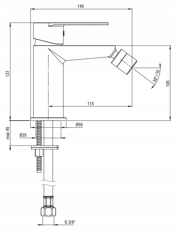 DEANTE BATERIA ALPINIA BIDETOWA STOJĄCA ZŁOTA EAN (GTIN) 5907650815501
