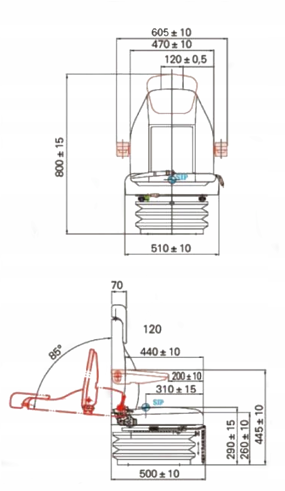 fotel szary koparko-ładowarka Numer katalogowy części HY1344.145