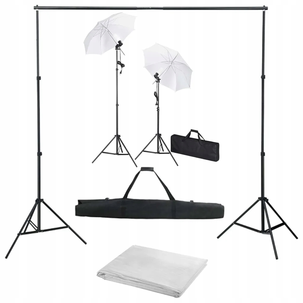 Zestaw Studyjny Lamp i Tła 500x300 cm Czarny Biały
