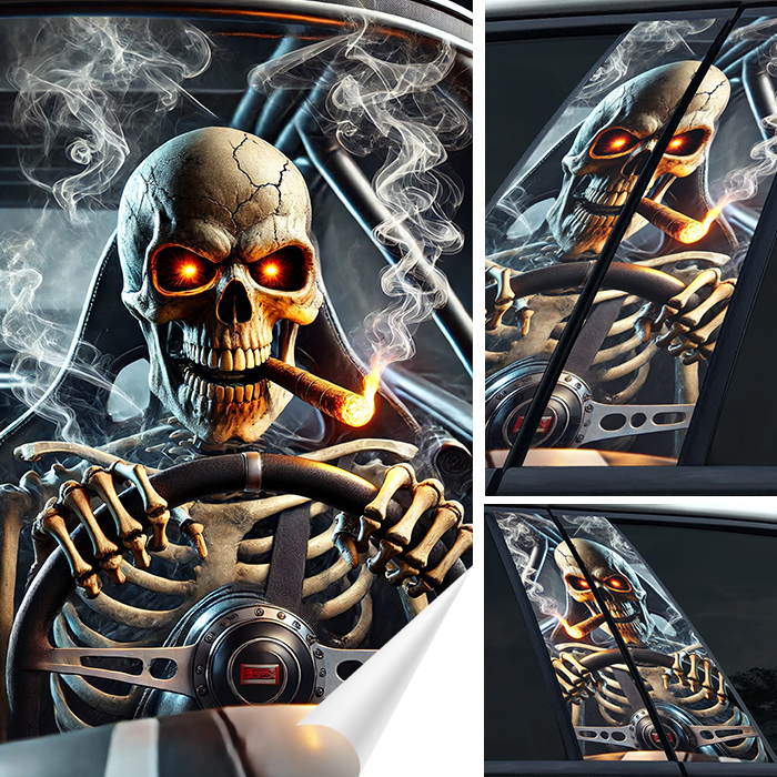 2x Samolepka na sloupek Sloupky dveří Auta Skull Lebka 50x30