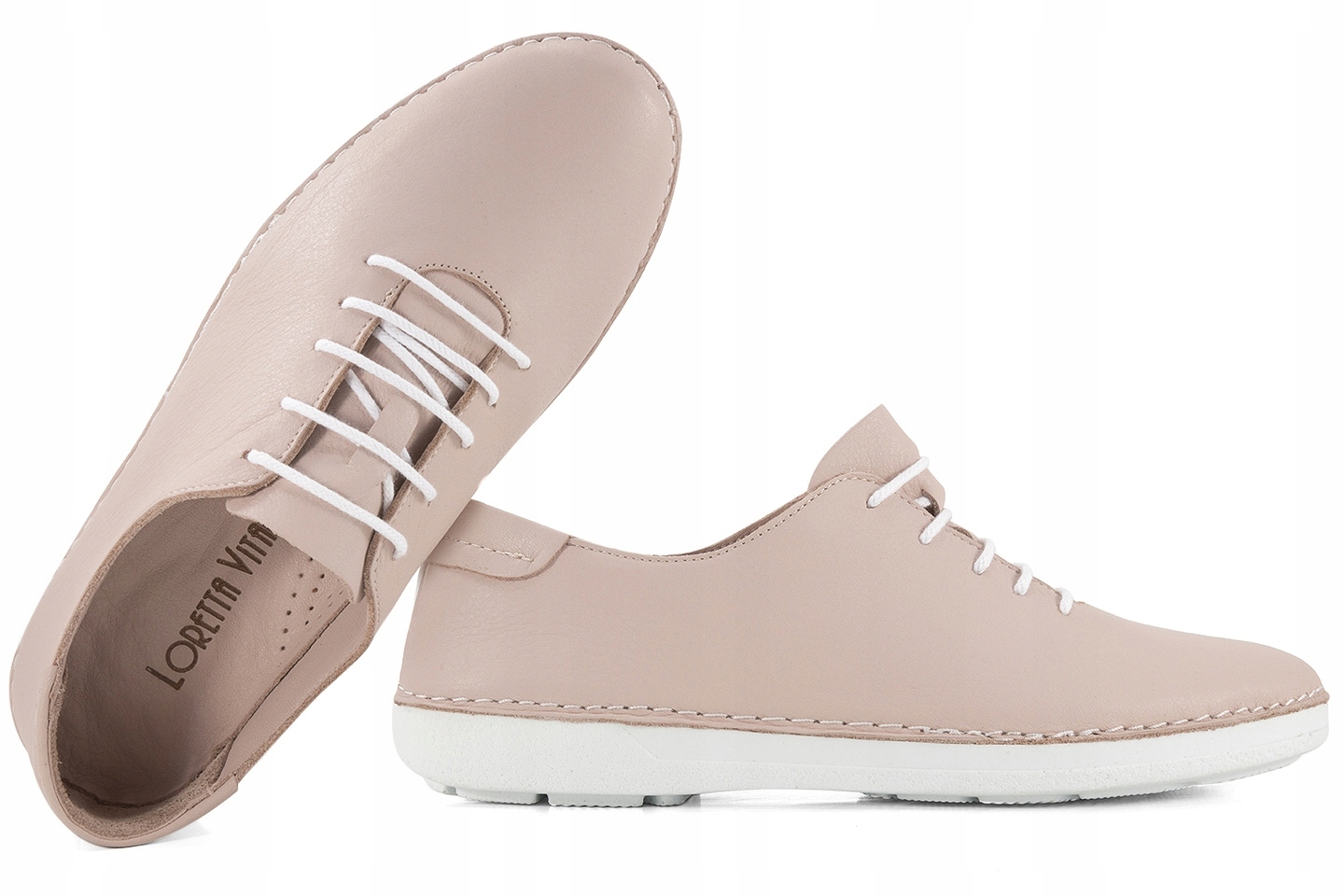 Loretta Vitale 221 Dámské Kožené Polobotky béžové 40 Béžová