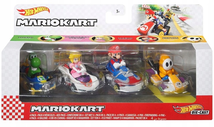 

Hot Wheels Samochodzik 4 Autka Super Mario zestaw