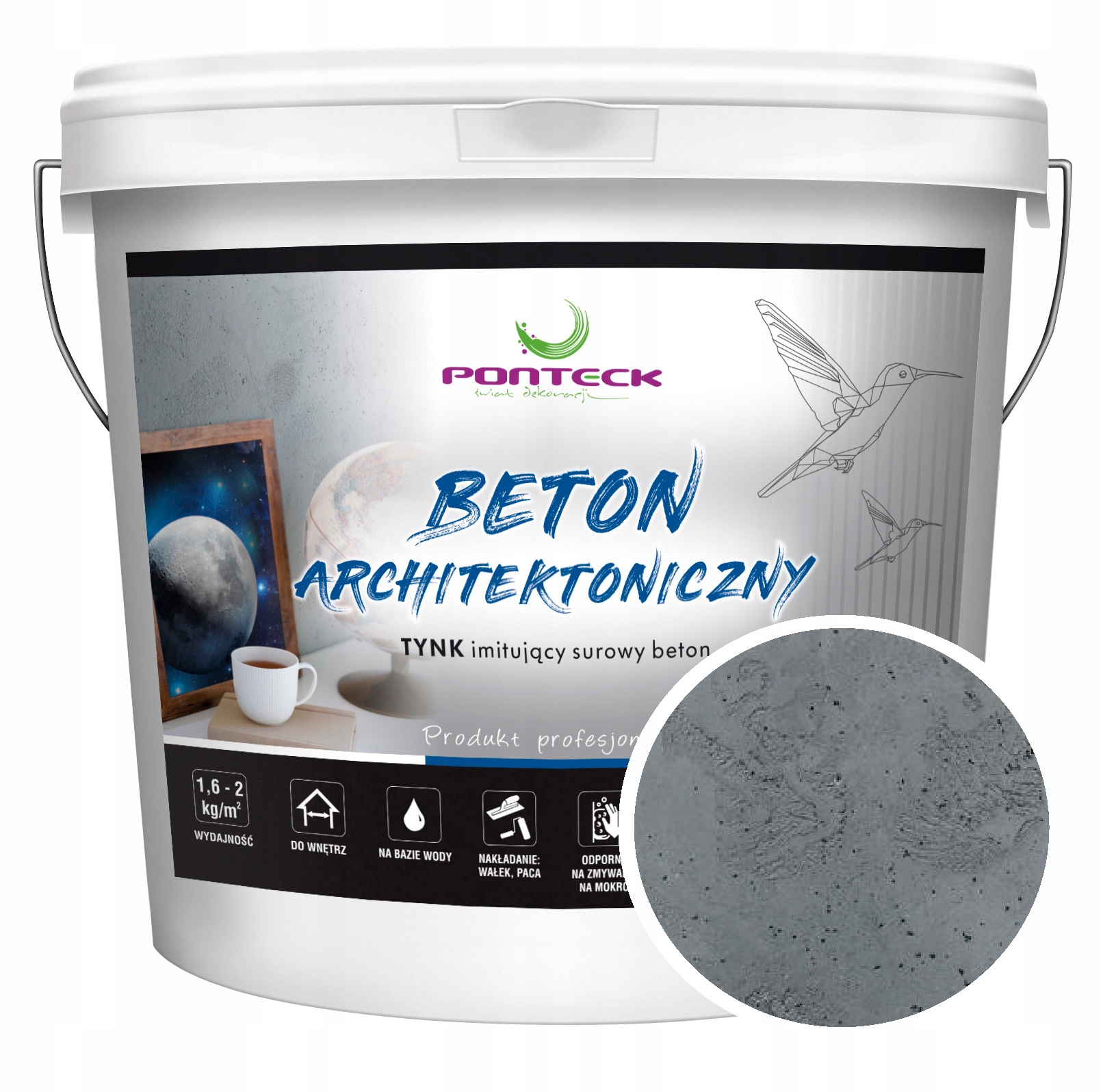 Tynk Imitacja Betonu architektonicznego Ponteck Ciemny Szary 5kg