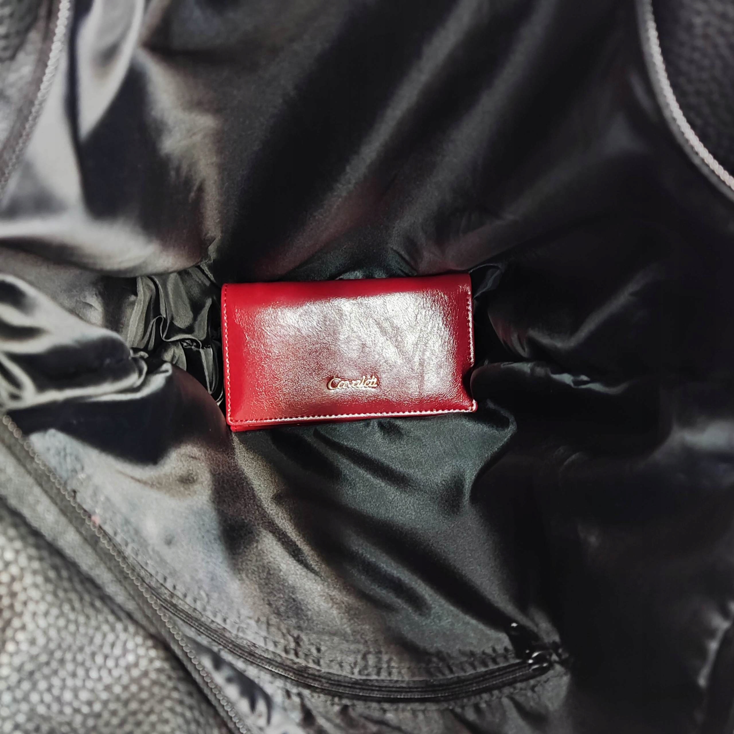 Torebka shopper Laura Biaggi torba na ramię czarna listonoszka Kolor czarny