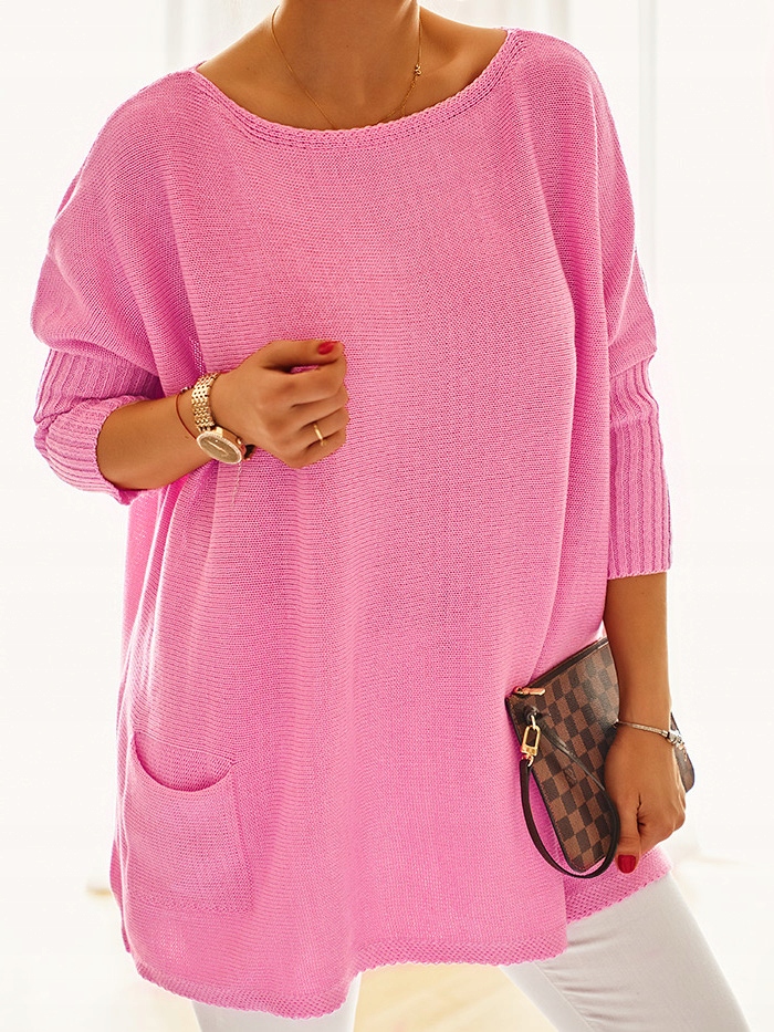 Velký oversize svetr plus size Nobis pink růžový
