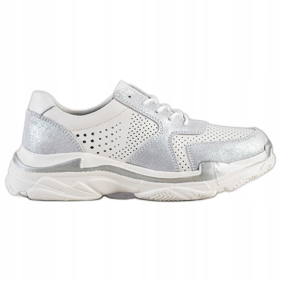 

Skórzane Sneakersy Z Brokatem r.36