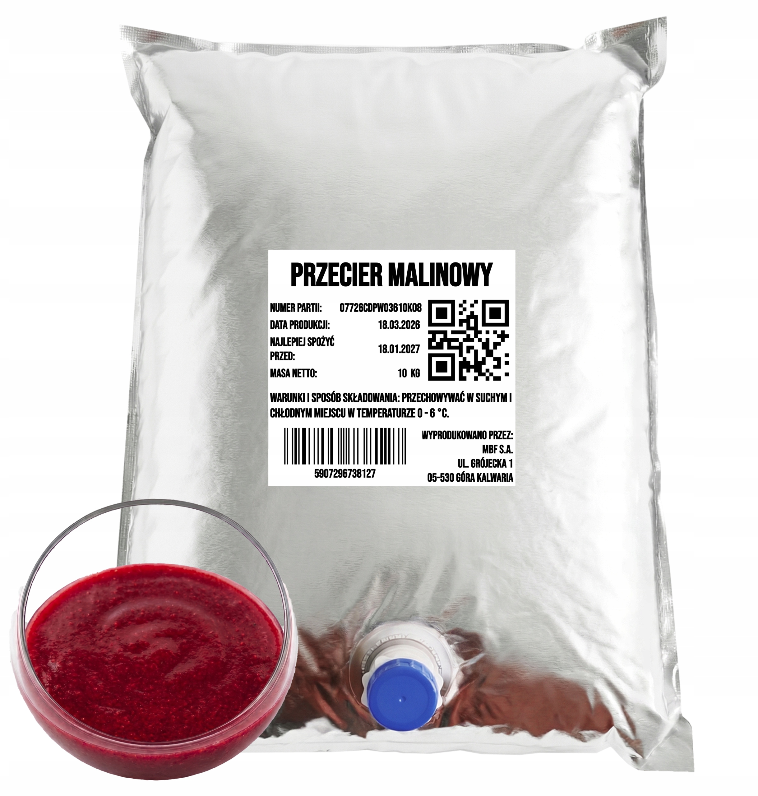 Malinové Pyré 10 Kg Bez Přidaného Cukru