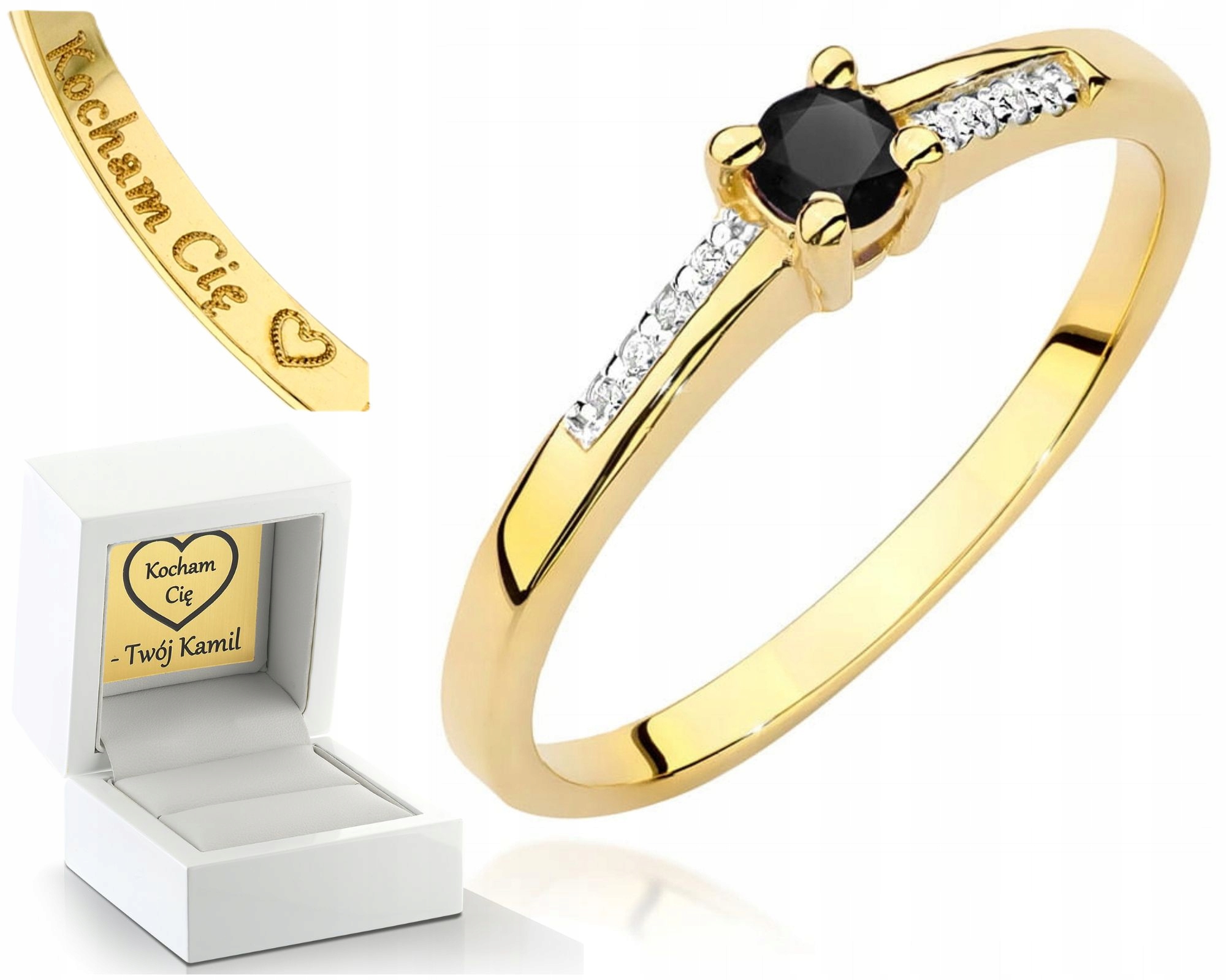 Prstýnek Zásnubní Prsten S Gravírování Diamantem A Gravírováním 585 Bonus Dárek