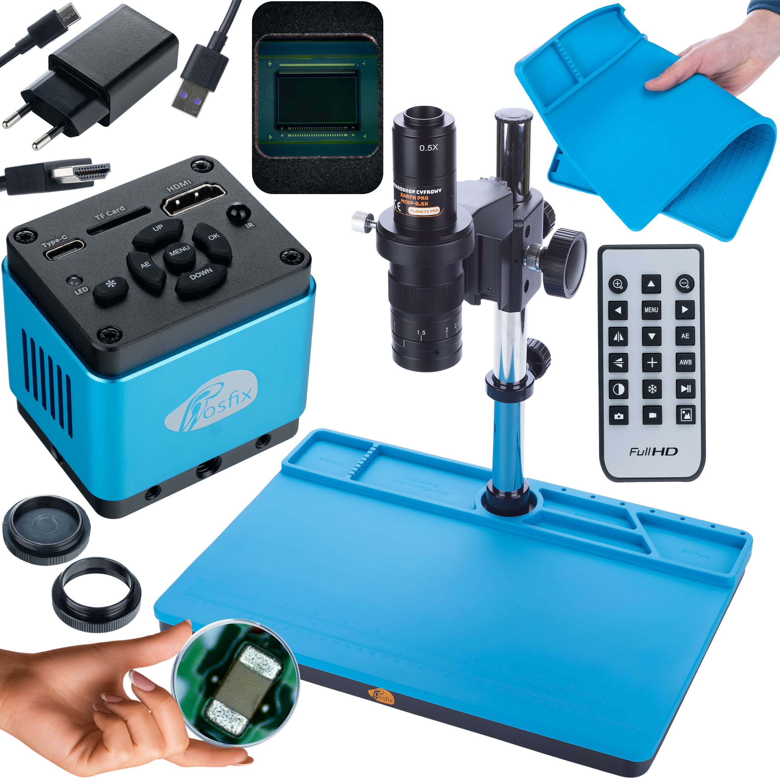 Digitální Mikroskop Pro Pájení Klenotnictví Kamera Uhd Velká Silikonová Podložka