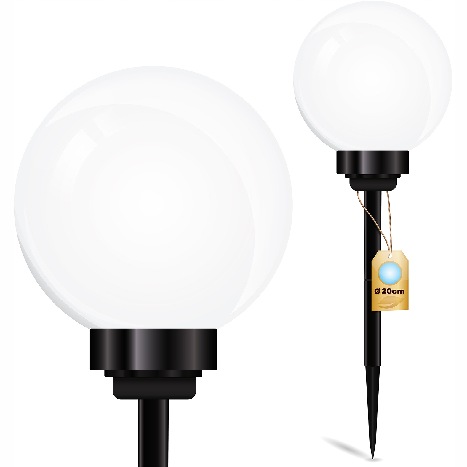 

Lampa Solarna Ogrodowa Kula Biała Led Wbijana 20CM