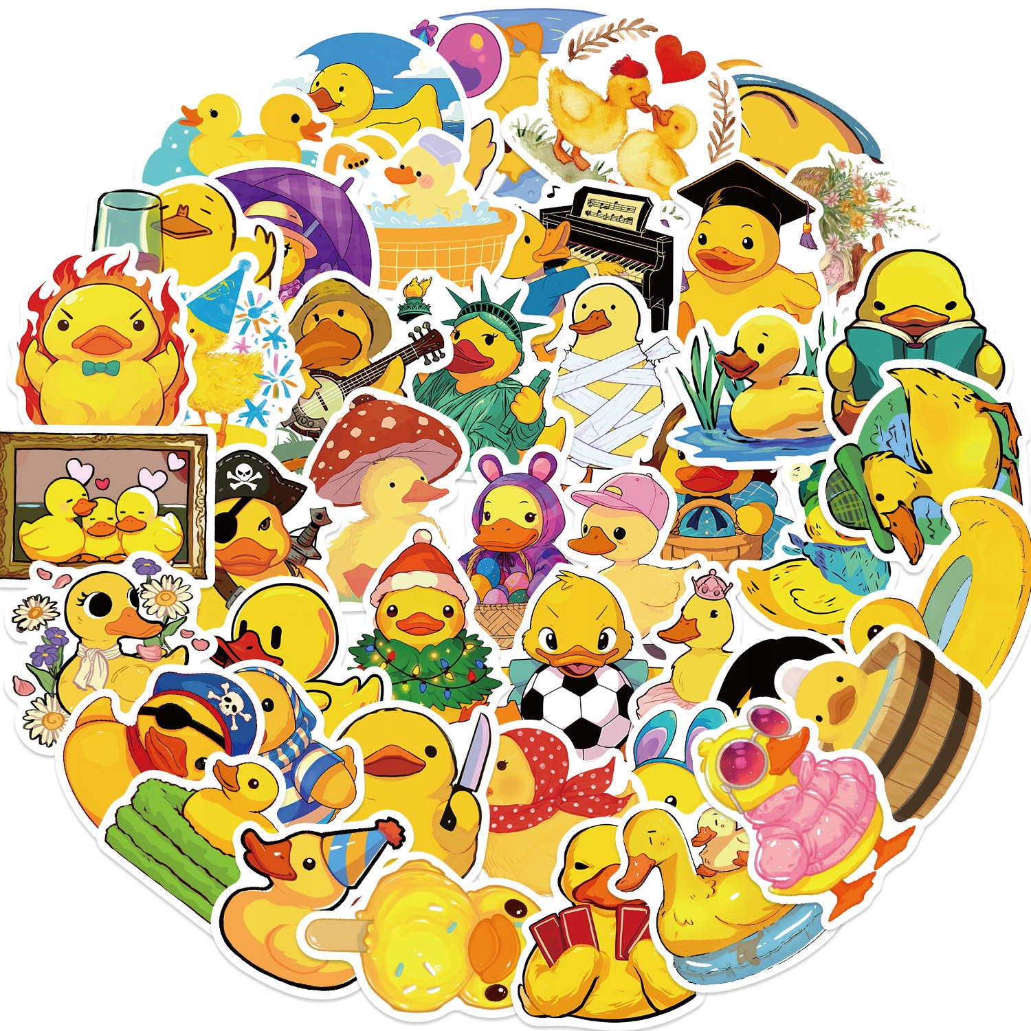Naklejki Kaczki yellow duck Meme Kawaii Cute Śmieszne Laptop Bidon 50 szt