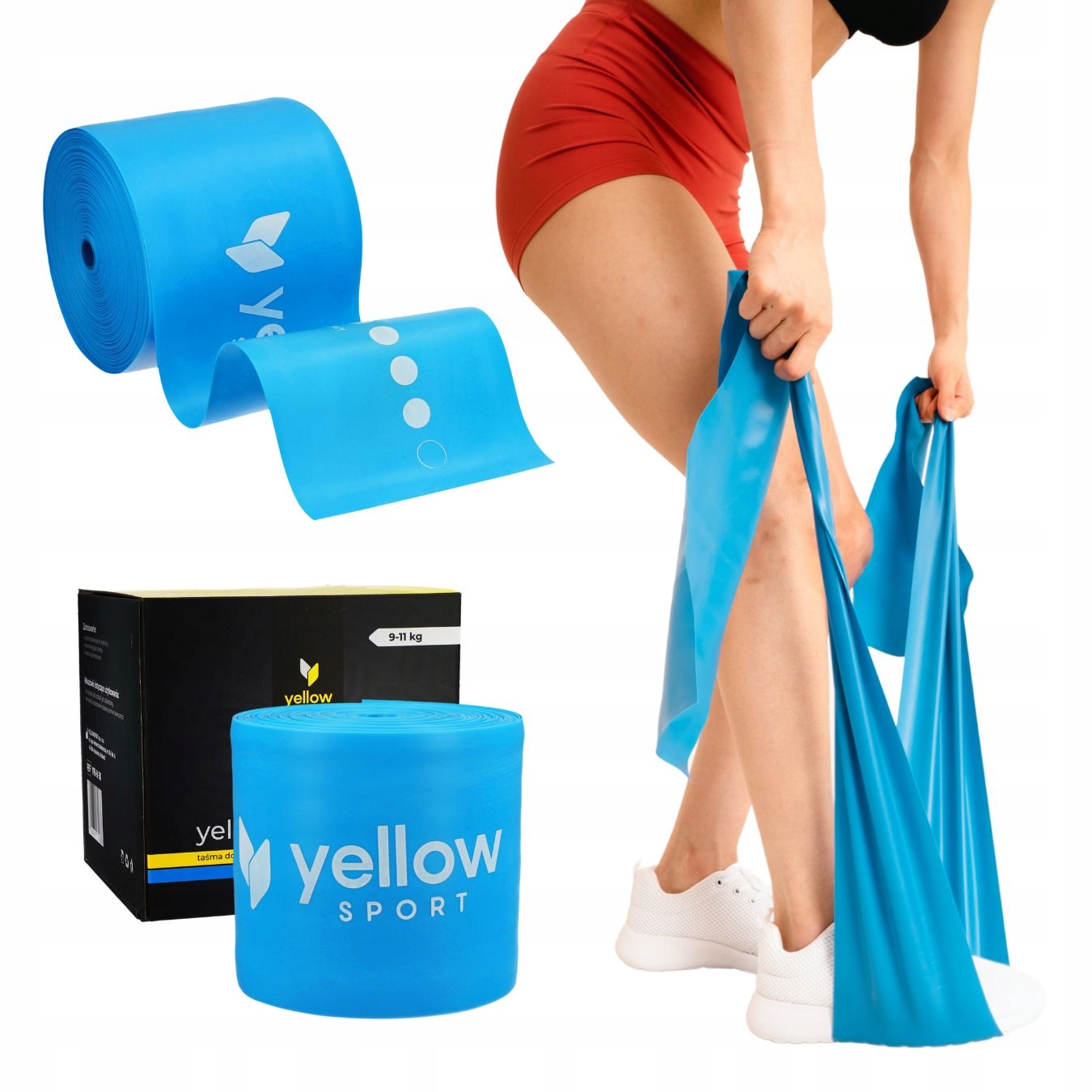 30 Metrová Guma odporová Páska yellowFLAT band modrá, odpor 9-11kg