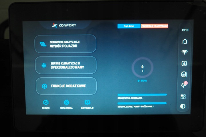 STACJA DO KLIMATYZACJI TEXA 780 TOUCH BI GAS Tryb pracy automatyczny