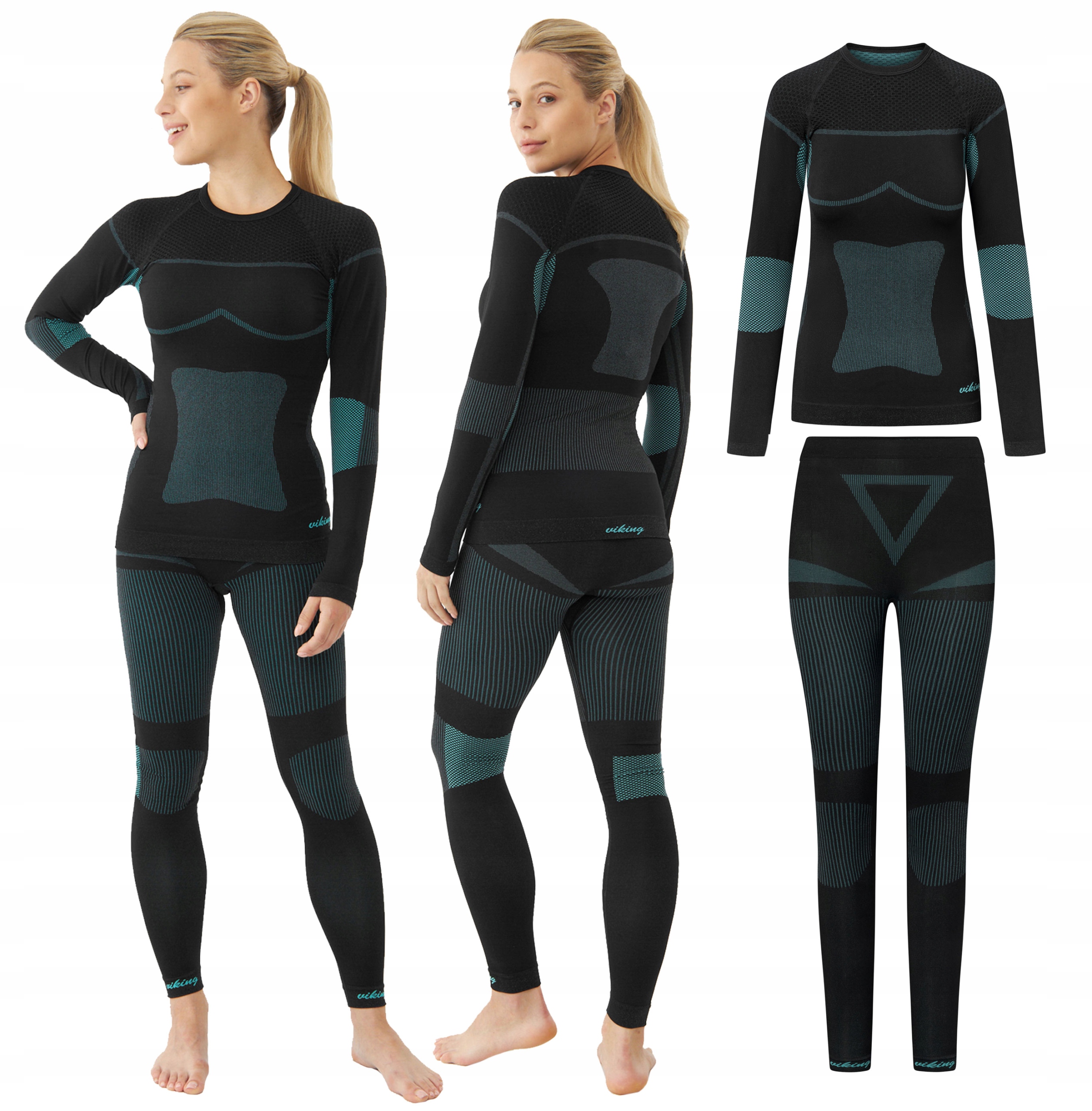 Dámské termoaktivní spodní prádlo komplet Viking Ilsa černá tyrkysová S