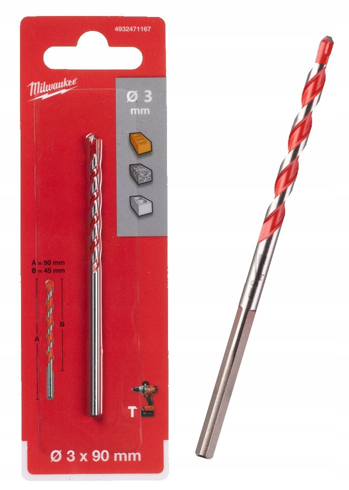 

Milwaukee Wiertło betonu Cegły, pustaku 3mm x 90