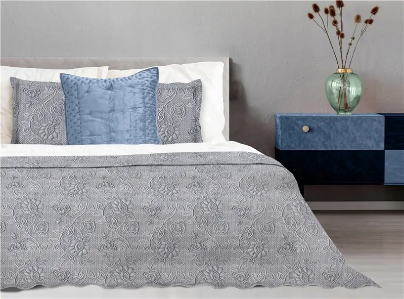 

Narzuta Żakardowa 170x210 Flower stalowa