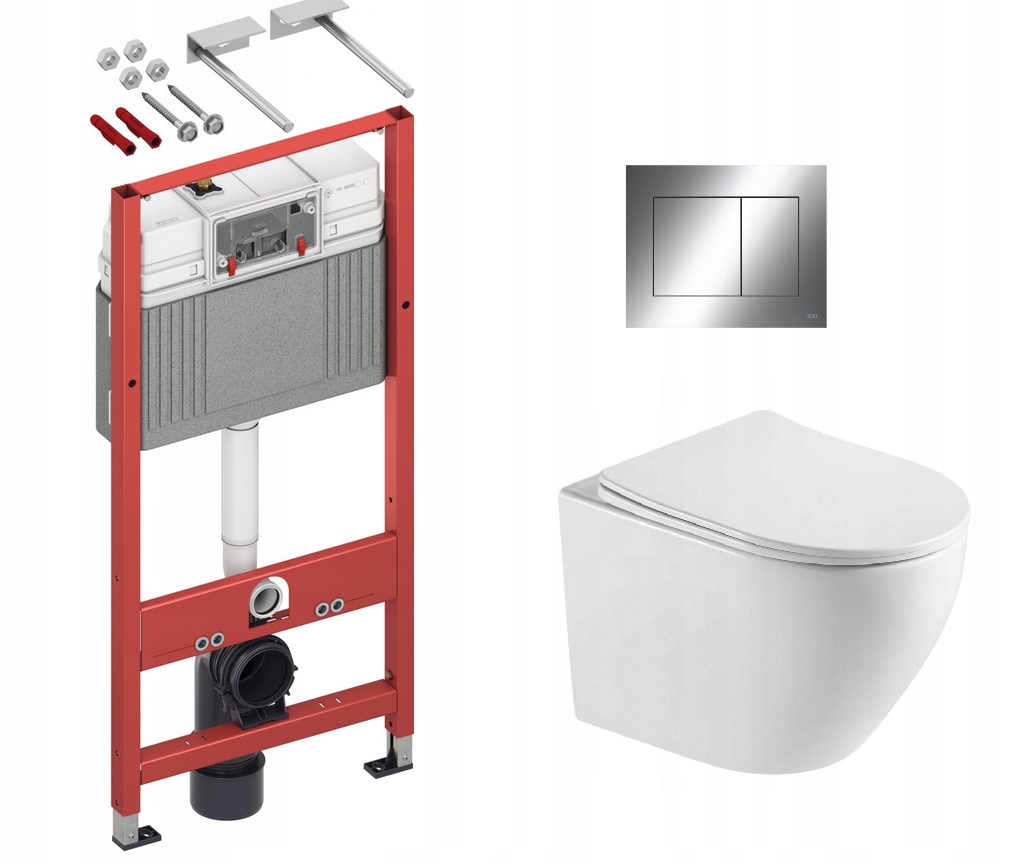 Zestaw wc stelaż podtynkowy+ miska wc Desna z deską przycisk chrom Tece