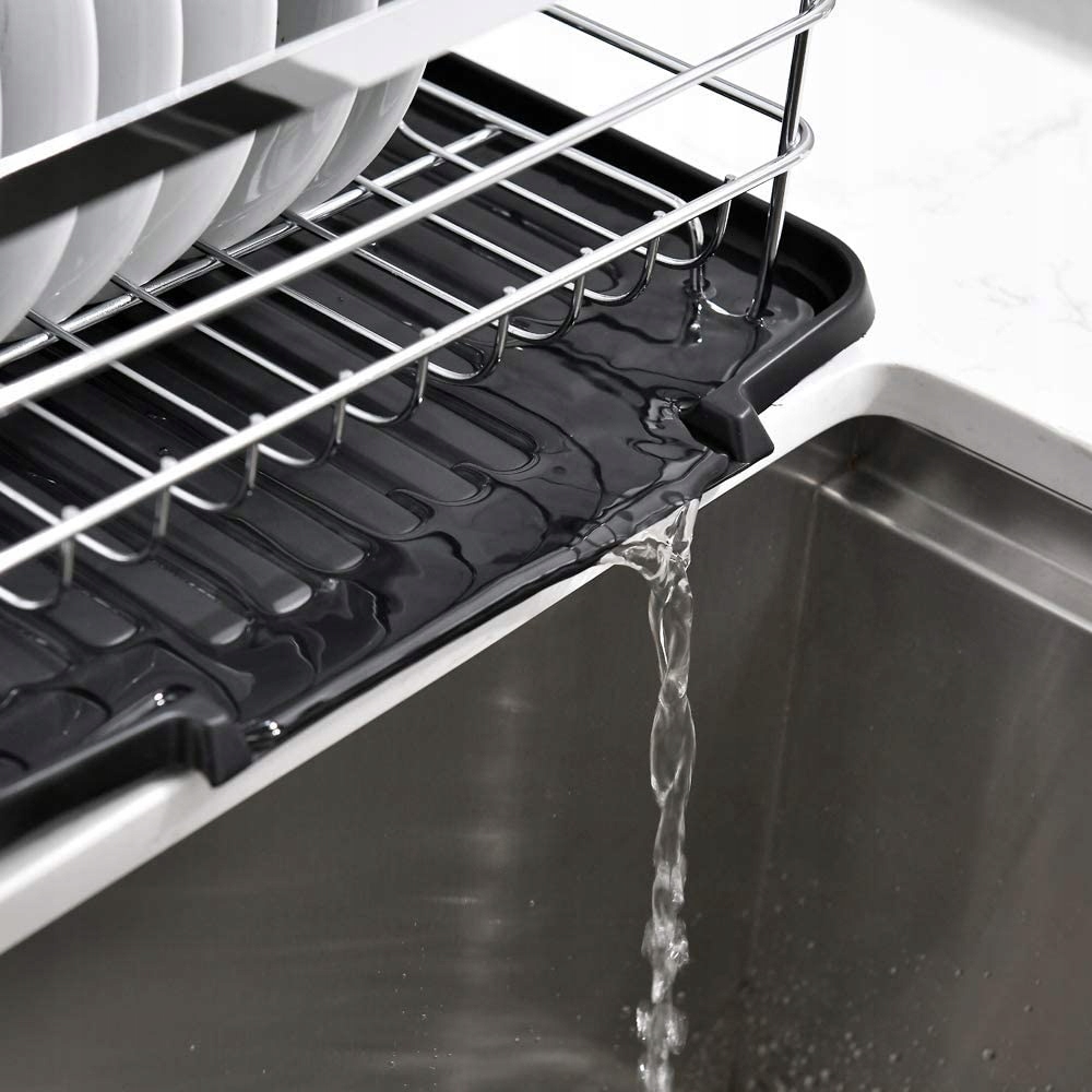 SUSZARKA DO NACZYŃ STOJĄCA CZARNA METALOWA OCIEKACZ NA NACZYNIA Wysokość produktu 15 cm