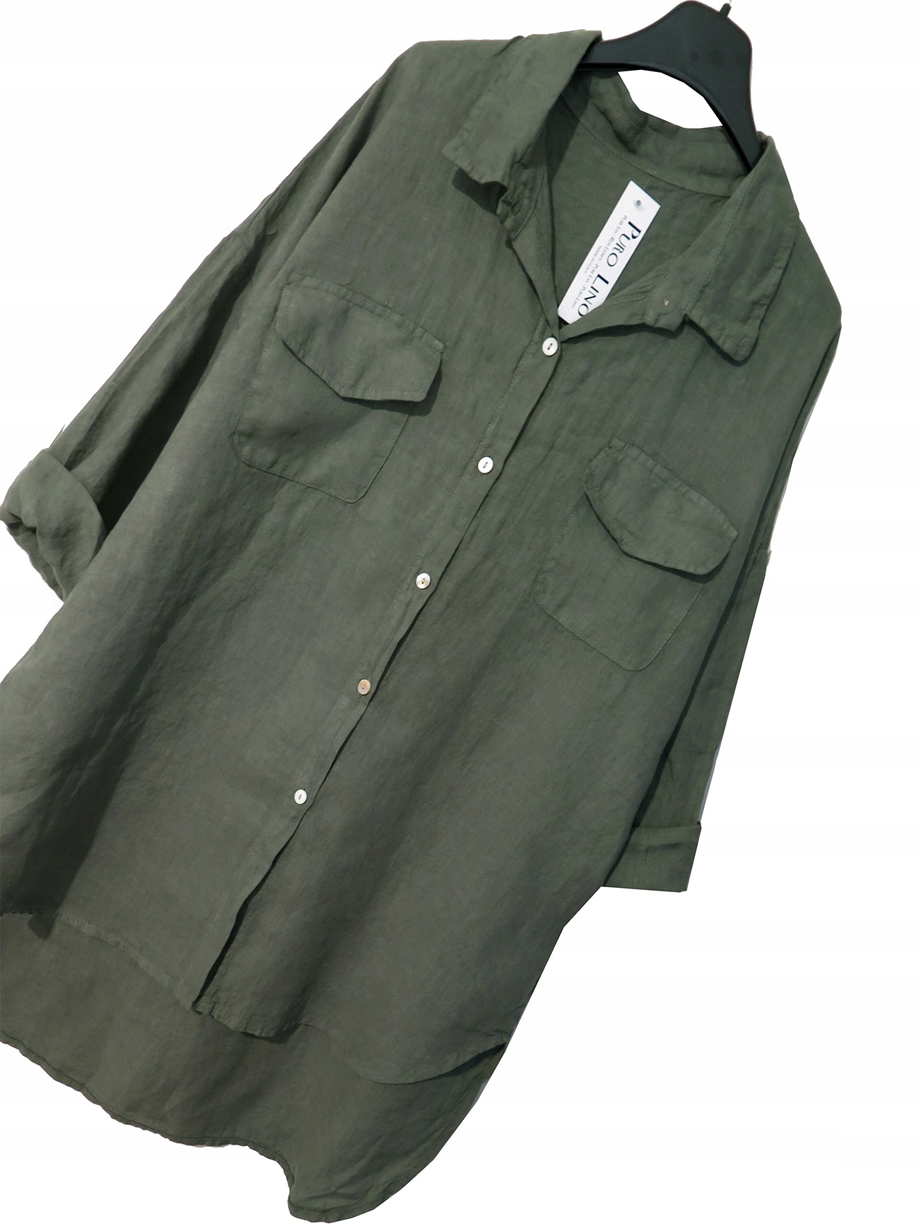 TUNIKA KOSZULA LEN LNIANA ASYMETRIA 40 42 44 / 46 ITALY Rozmiar XL/XXL