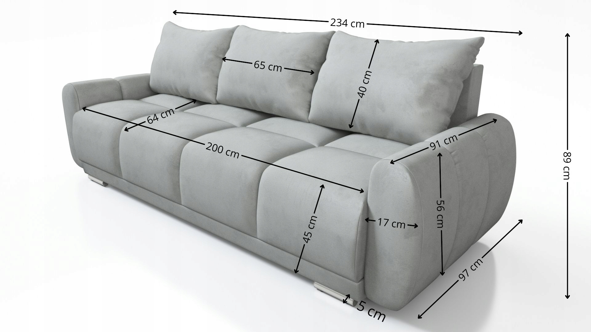 KOMPLET MEBLI WYPOCZYNKOWYCH KANAPA ROZKŁADANA SOFA PUFA HONEY BOUCKLE Liczba elementów w zestawie 3