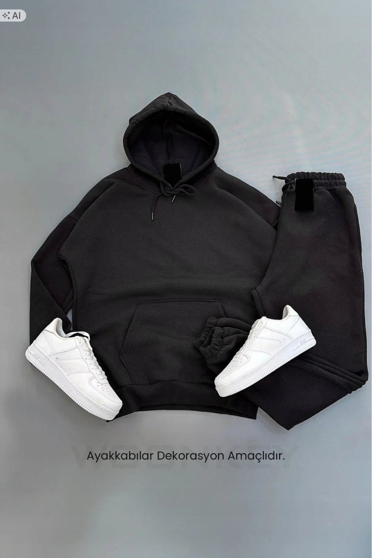 Černý Pánský Komplet Mikina S Kapucí A Kalhoty S 5IA