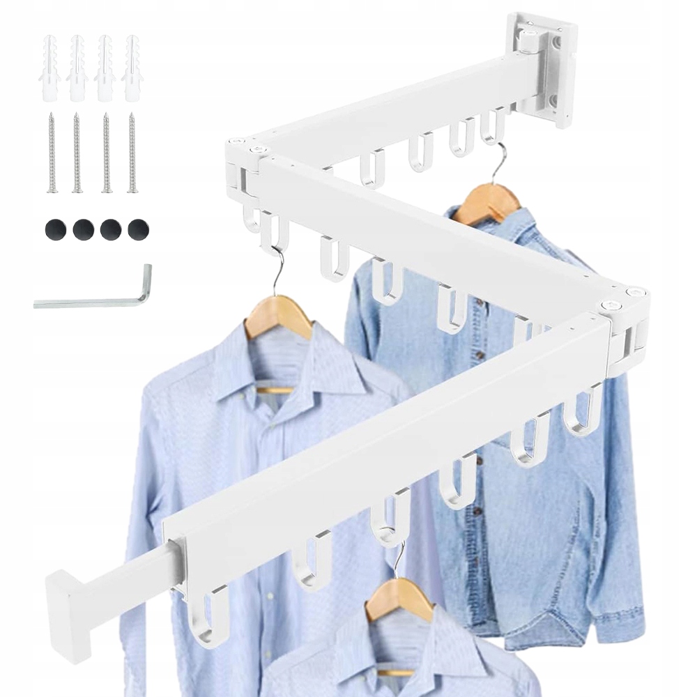 Levně Sušák Skládací Na Praní Oblečení s 18 háčky, 120 cm Nástěnný Věšák