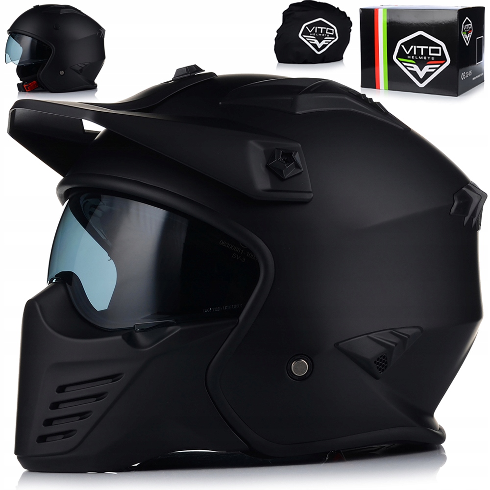 Otvorená Motocyklová Prilba Vito, Odnímateľná Čeľusť Strieška Clona