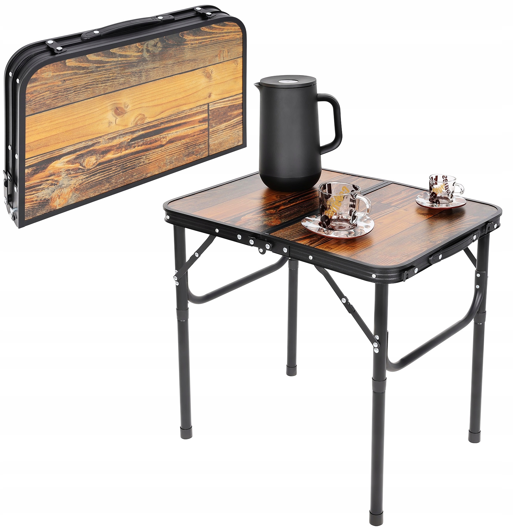 STOLIK TURYSTYCZNY kempingowy składany 60x45x25-56 cm DREWNO