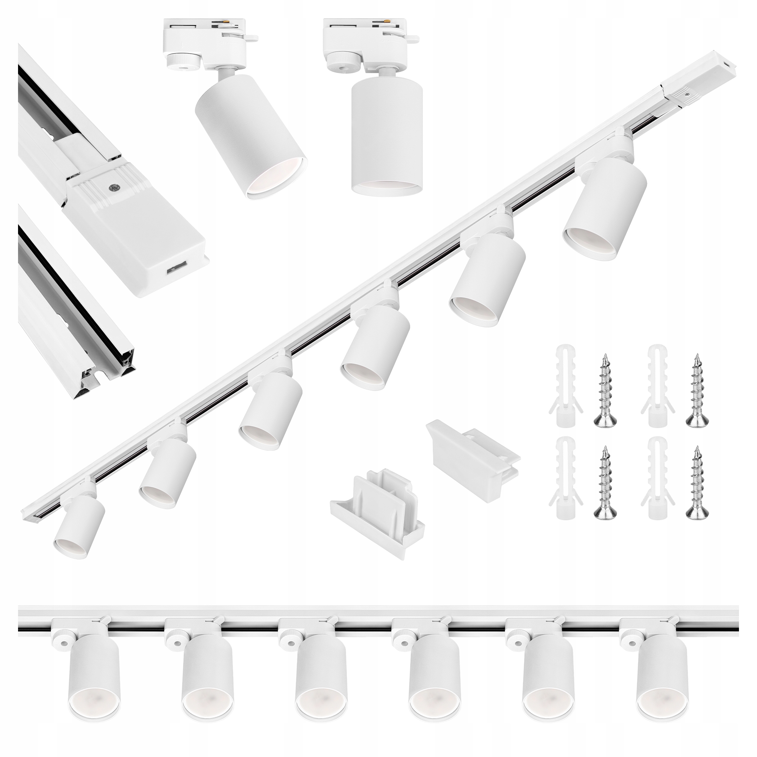 Sada kolejnicová lišta 2 m 6 x lampa GU10 Led kolejnicové osvětlení