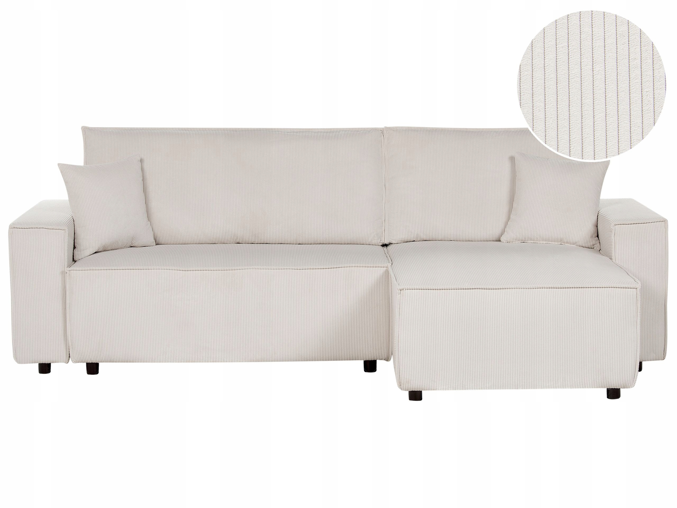 Sofa narożna lewostronna rozkładana złamana biel