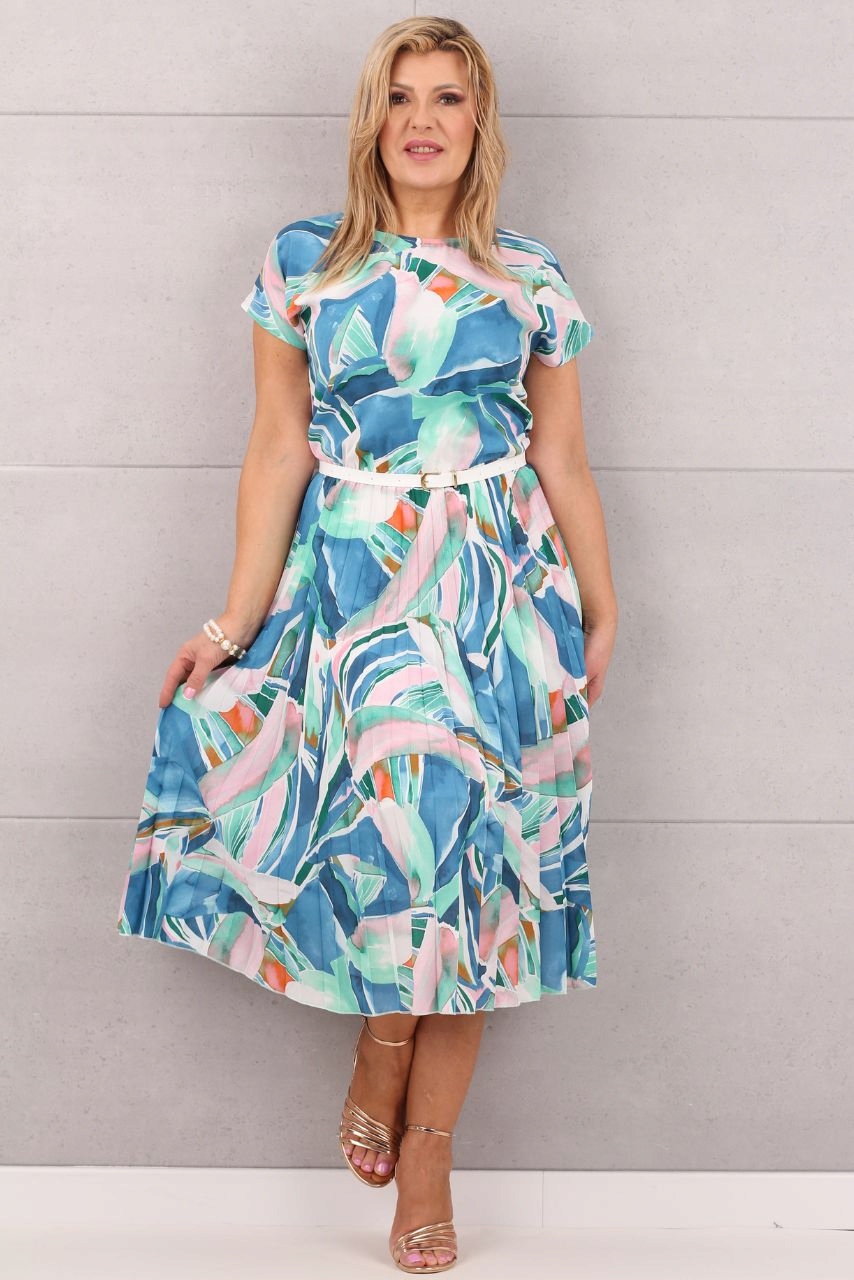 SUKIENKA PLISOWANA DUŻE ROZMIARY POLSKI PRODUCENT ZWIEWNA KOMUNIA WESELE Długość do połowy łydki