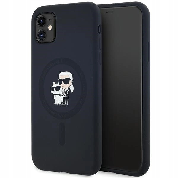 Pouzdro Karl Lagerfeld Silicone Karl&Choupette MagSafe pro iPhone 11 Xr černé