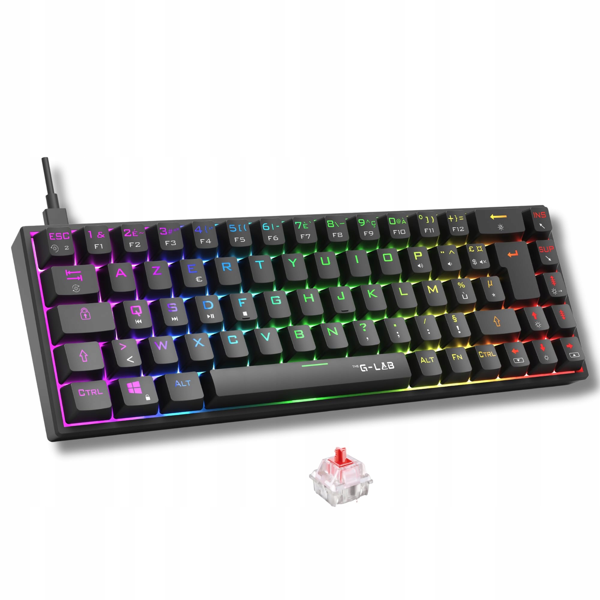 Herní klávesnice The G-Lab Keyz Titan mechanická černá Rgb Azerty